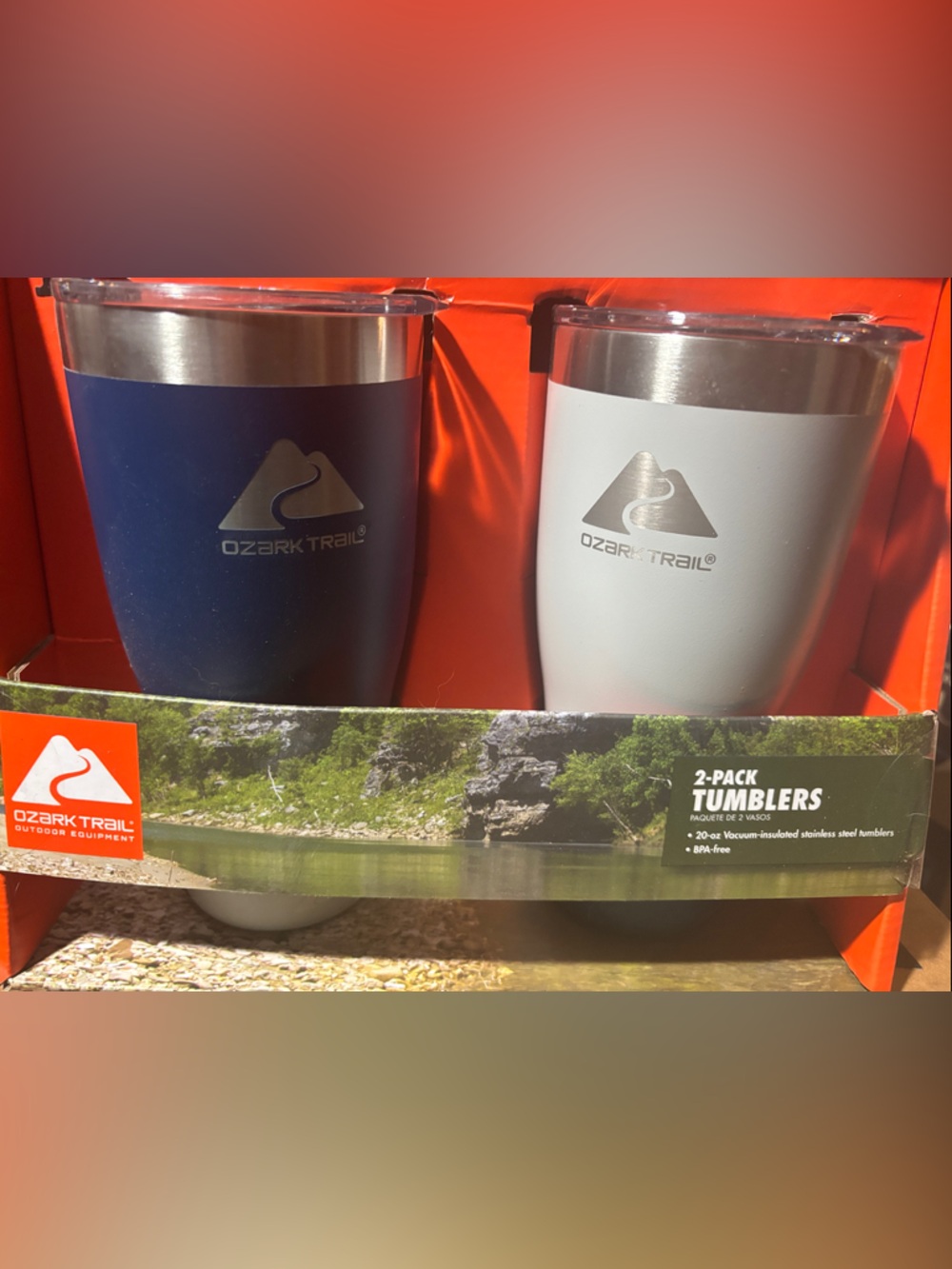 NIB Ozark Trail Blue and Light Gray 2-Pack Insulated Tumblers
